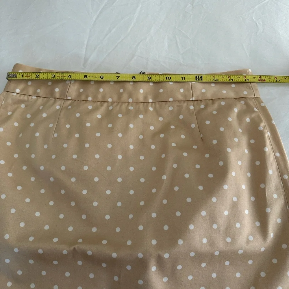 J Crew Skirt, polka dots, tan/white, size 6